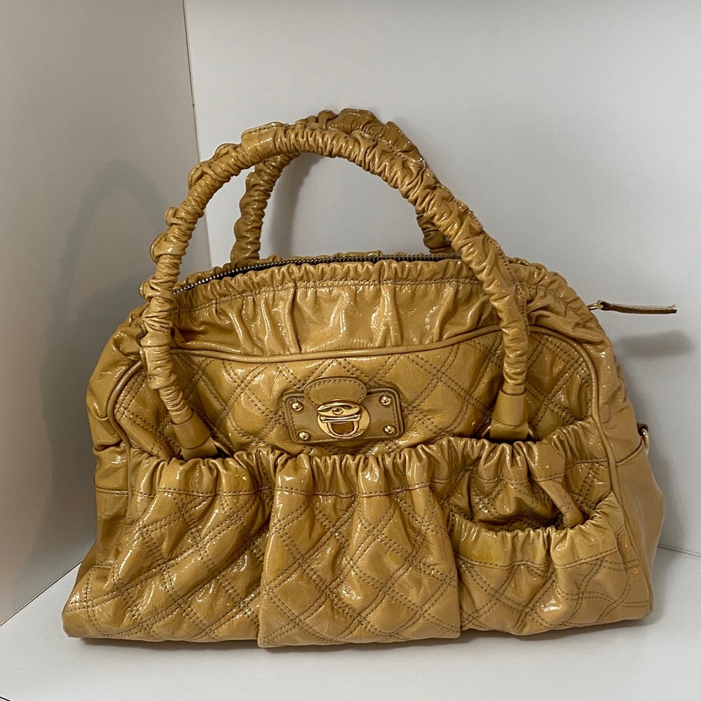 Marc Jacobs Quilted Mustard Satchel with Ruched Handles